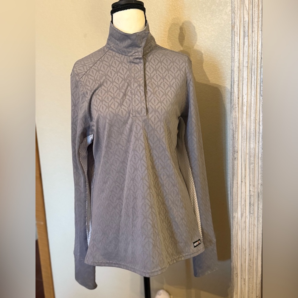 Kerrits Brand- Gray and White Show Shirt Size Large
